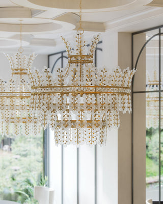 Bradshaw Four Light Chandelier in Frosted/Clear/Brass