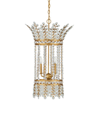 Bradshaw Four Light Lantern in Frosted/Clear/Brass