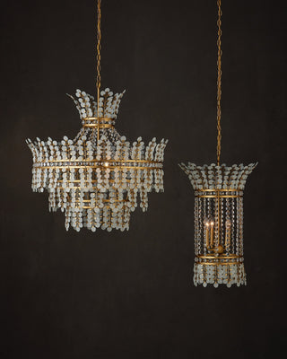 Bradshaw Four Light Lantern in Frosted/Clear/Brass