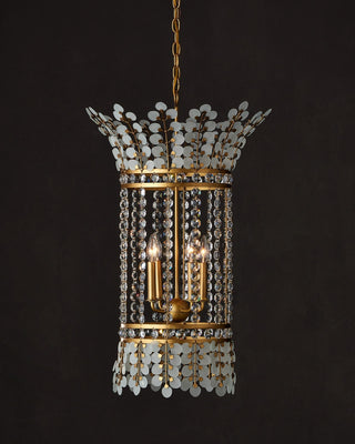 Bradshaw Four Light Lantern in Frosted/Clear/Brass