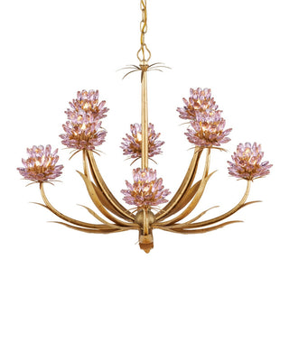 Marilee Eight Light Chandelier in Pink/Dutch Gold Leaf