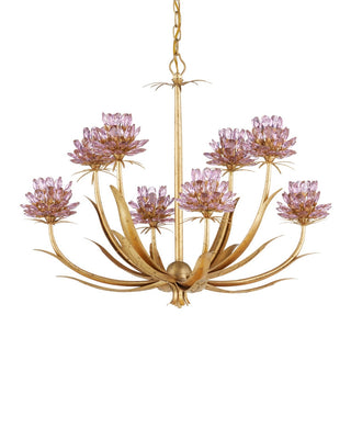 Marilee Eight Light Chandelier in Pink/Dutch Gold Leaf