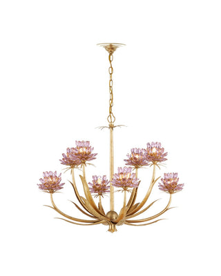Marilee Eight Light Chandelier in Pink/Dutch Gold Leaf