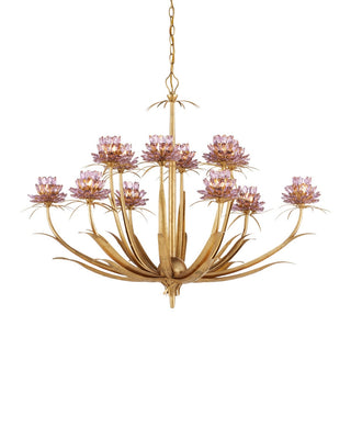 Marilee 12 Light Chandelier in Pink/Dutch Gold Leaf