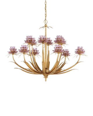 Marilee 12 Light Chandelier in Pink/Dutch Gold Leaf
