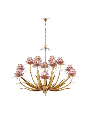 Marilee 12 Light Chandelier in Pink/Dutch Gold Leaf