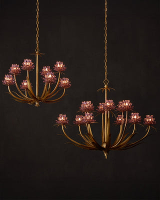 Marilee 12 Light Chandelier in Pink/Dutch Gold Leaf