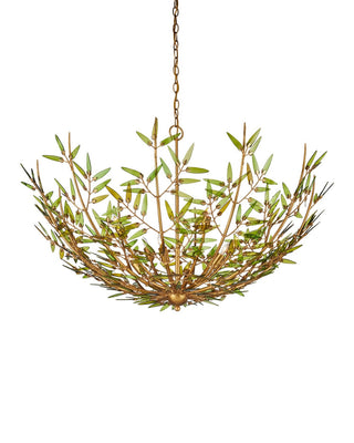 Babylon Eight Light Chandelier in Green/Contemporary Gold Leaf/Contemporary Gold