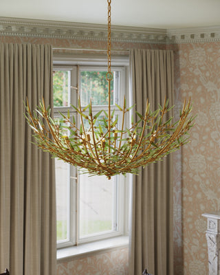 Babylon Eight Light Chandelier in Green/Contemporary Gold Leaf/Contemporary Gold