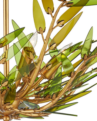 Babylon Six Light Pendant in Green/Contemporary Gold Leaf/Contemporary Gold