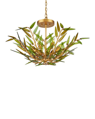 Babylon Six Light Pendant in Green/Contemporary Gold Leaf/Contemporary Gold