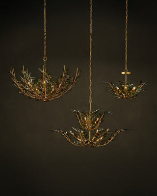 Babylon Six Light Pendant in Green/Contemporary Gold Leaf/Contemporary Gold
