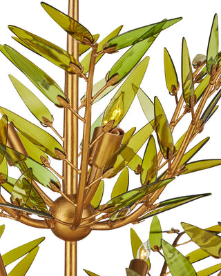 Babylon 11 Light Chandelier in Green/Contemporary Gold Leaf/Contemporary Gold