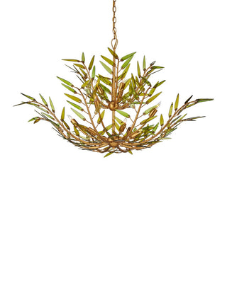 Babylon 11 Light Chandelier in Green/Contemporary Gold Leaf/Contemporary Gold