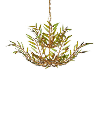 Babylon 11 Light Chandelier in Green/Contemporary Gold Leaf/Contemporary Gold