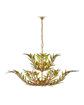 Babylon 11 Light Chandelier in Green/Contemporary Gold Leaf/Contemporary Gold