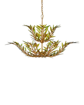 Babylon 11 Light Chandelier in Green/Contemporary Gold Leaf/Contemporary Gold