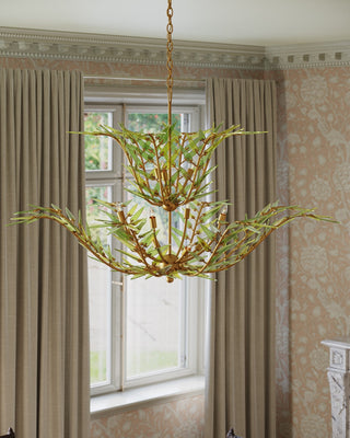 Babylon 11 Light Chandelier in Green/Contemporary Gold Leaf/Contemporary Gold