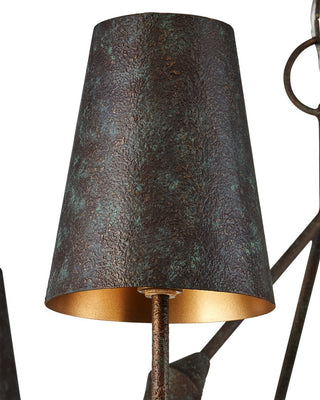 Anselm Six Light Chandelier in Verde Bronze/Contemporary Gold