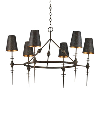 Anselm Six Light Chandelier in Verde Bronze/Contemporary Gold