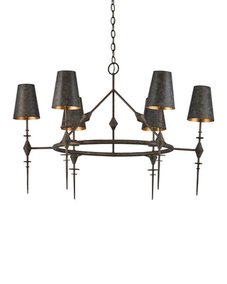 Anselm Six Light Chandelier in Verde Bronze/Contemporary Gold
