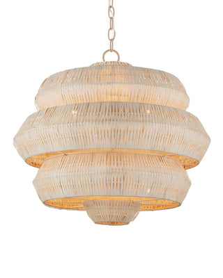 Antibes Three Light Chandelier in Bleached Natural/Snow White