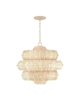 Antibes Three Light Chandelier in Bleached Natural/Snow White