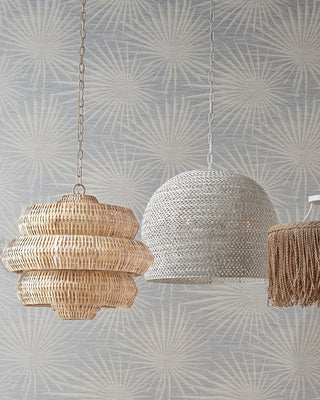 Antibes Three Light Chandelier in Bleached Natural/Snow White