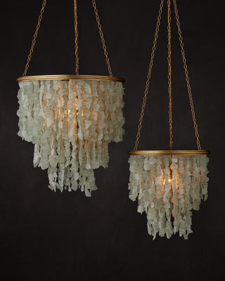 Verre de Mer One Light Chandelier in Seaglass/Contemporary Gold