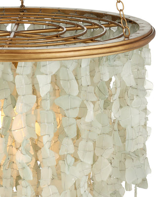 Verre de Mer One Light Chandelier in Seaglass/Contemporary Gold