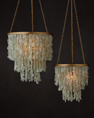 Verre de Mer One Light Chandelier in Seaglass/Contemporary Gold