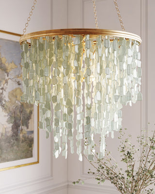 Verre de Mer One Light Chandelier in Seaglass/Contemporary Gold