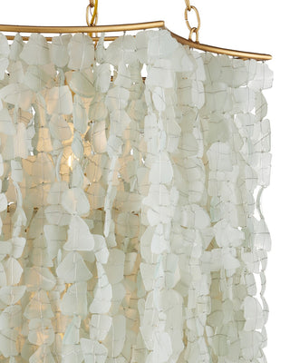 Verre de Mer Six Light Chandelier in Seaglass/Contemporary Gold
