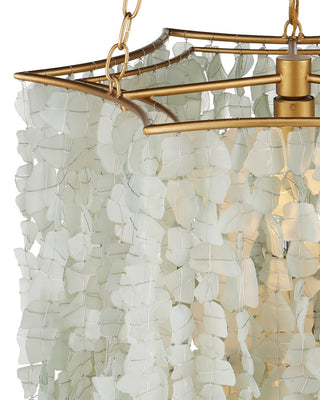 Verre de Mer Six Light Chandelier in Seaglass/Contemporary Gold