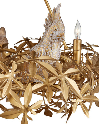 Aviary Six Light Chandelier in Swedish Gold