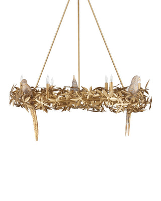 Aviary Six Light Chandelier in Swedish Gold