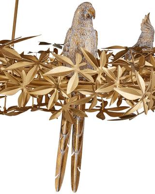 Aviary Six Light Chandelier in Swedish Gold
