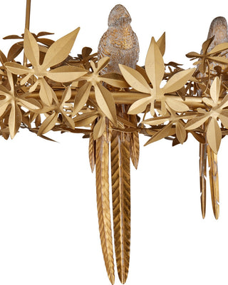 Aviary Six Light Chandelier in Swedish Gold