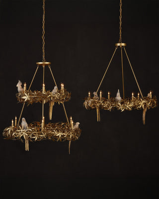 Aviary Six Light Chandelier in Swedish Gold