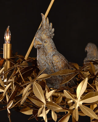 Aviary Six Light Chandelier in Swedish Gold