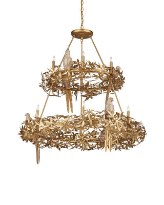 Aviary 12 Light Chandelier in Swedish Gold