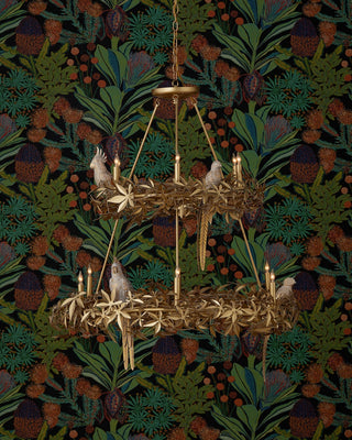 Aviary 12 Light Chandelier in Swedish Gold