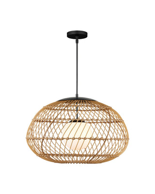 Carriage One Light Pendant in Natural/Black/Frosted White