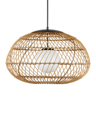 Carriage One Light Pendant in Natural/Black/Frosted White