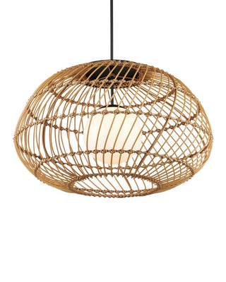 Carriage One Light Pendant in Natural/Black/Frosted White