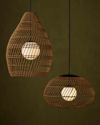 Carriage One Light Pendant in Natural/Black/Frosted White