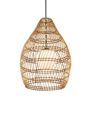 Fishtrap One Light Pendant in Natural/Black/Frosted White
