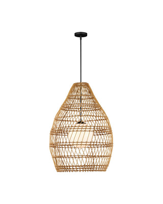 Fishtrap One Light Pendant in Natural/Black/Frosted White