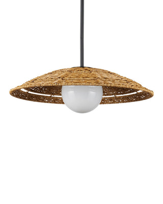 Barbary One Light Pendant in Natural/Black/Frosted White