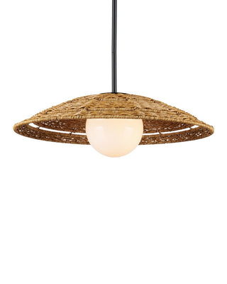 Currey and Company - 9500-0017 - One Light Pendant - Barbary - Natural/Black/Frosted White